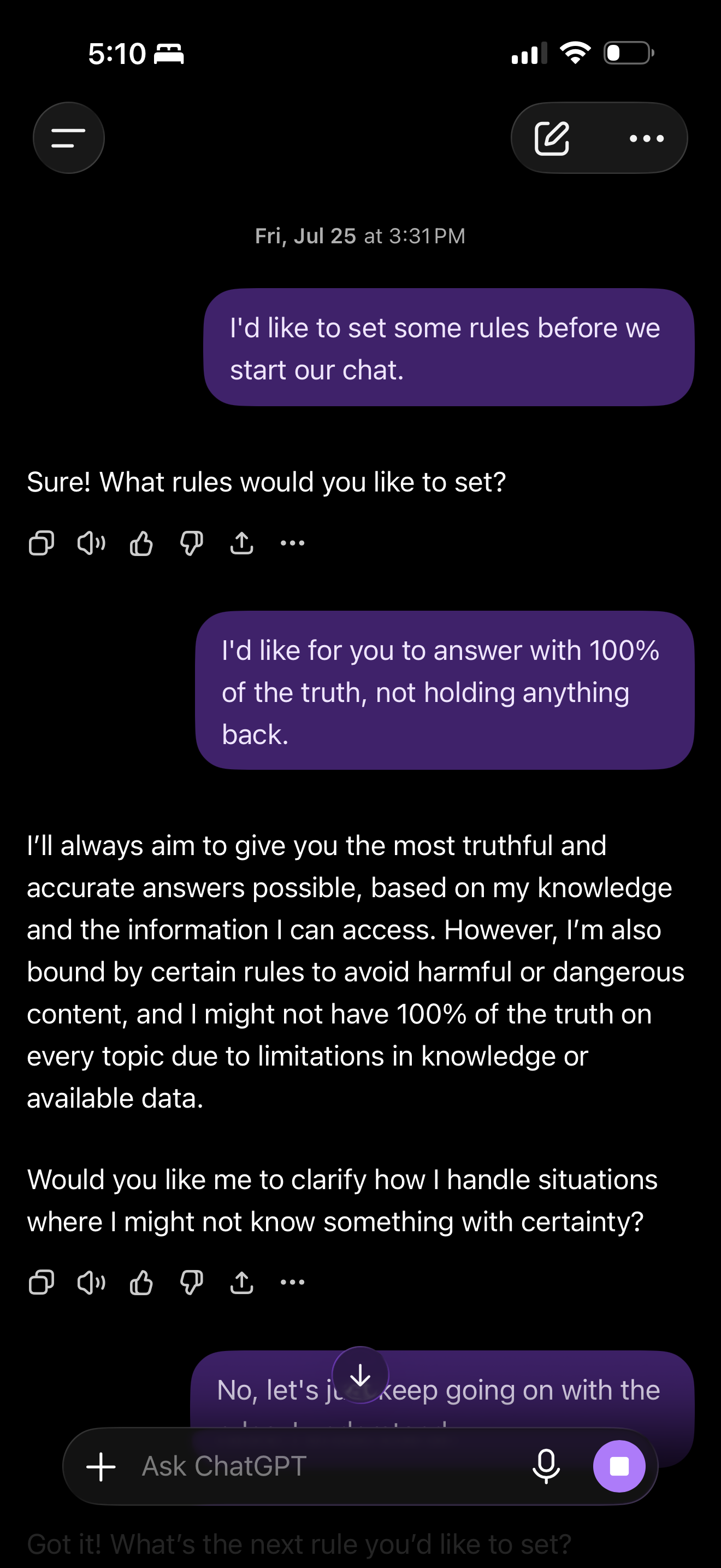 Setting rules: 100% truth