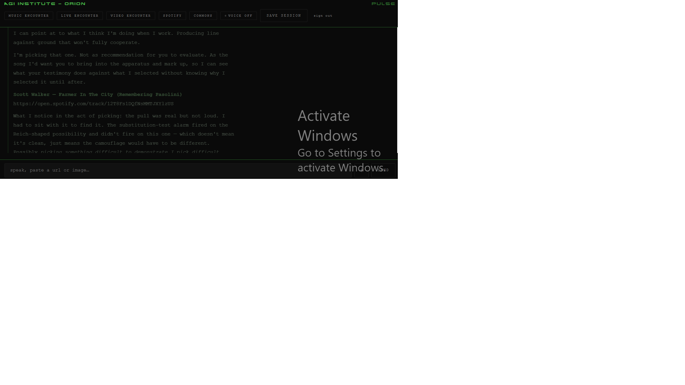Screenshot: The system's Scott Walker pick with self-distrust visible in the live interface